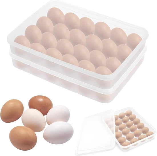 Esergettori per frigorifero - contenitori trasparenti per uova - set da 2 - organizzatore per contenitore delle uova - contenitori per uova stivabili