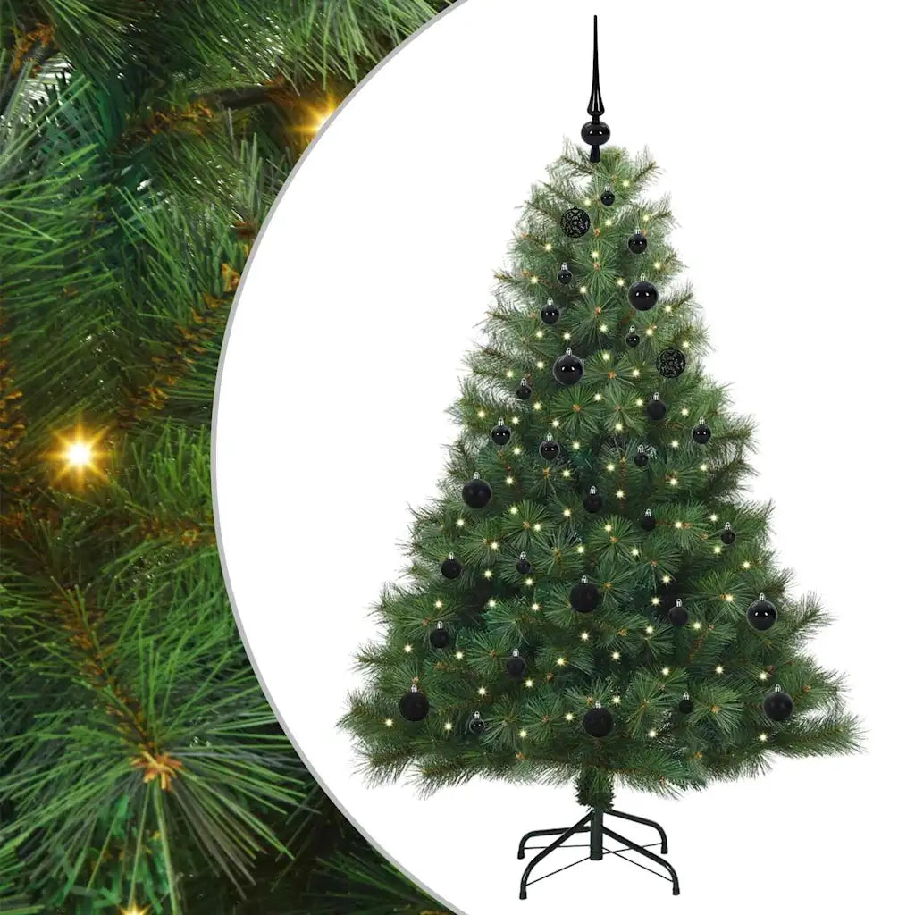 Albero di Natale Artificiale-Albero Natalizio con 150 LED Verde 150 cm PE e PVC 624707