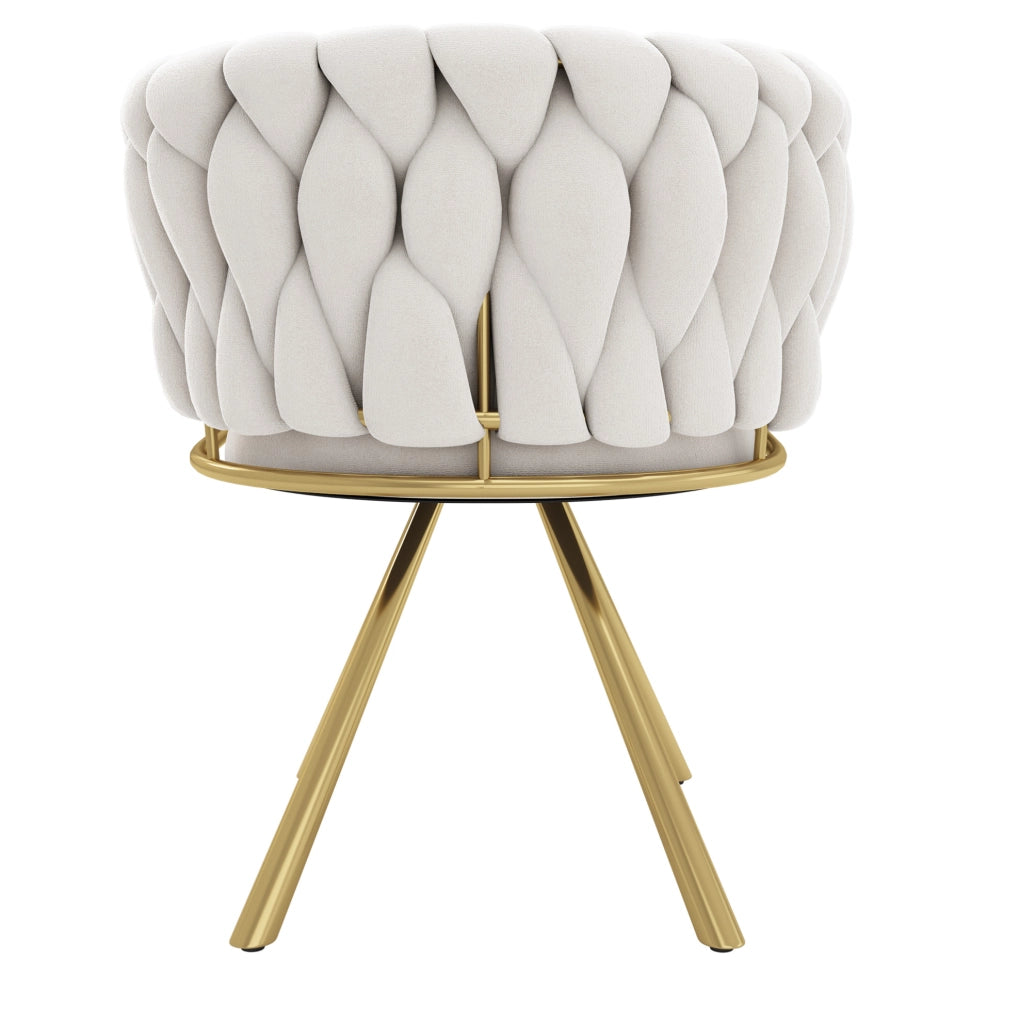 Set di 2 sedie da pranzo girevoli in velluto beige e oro