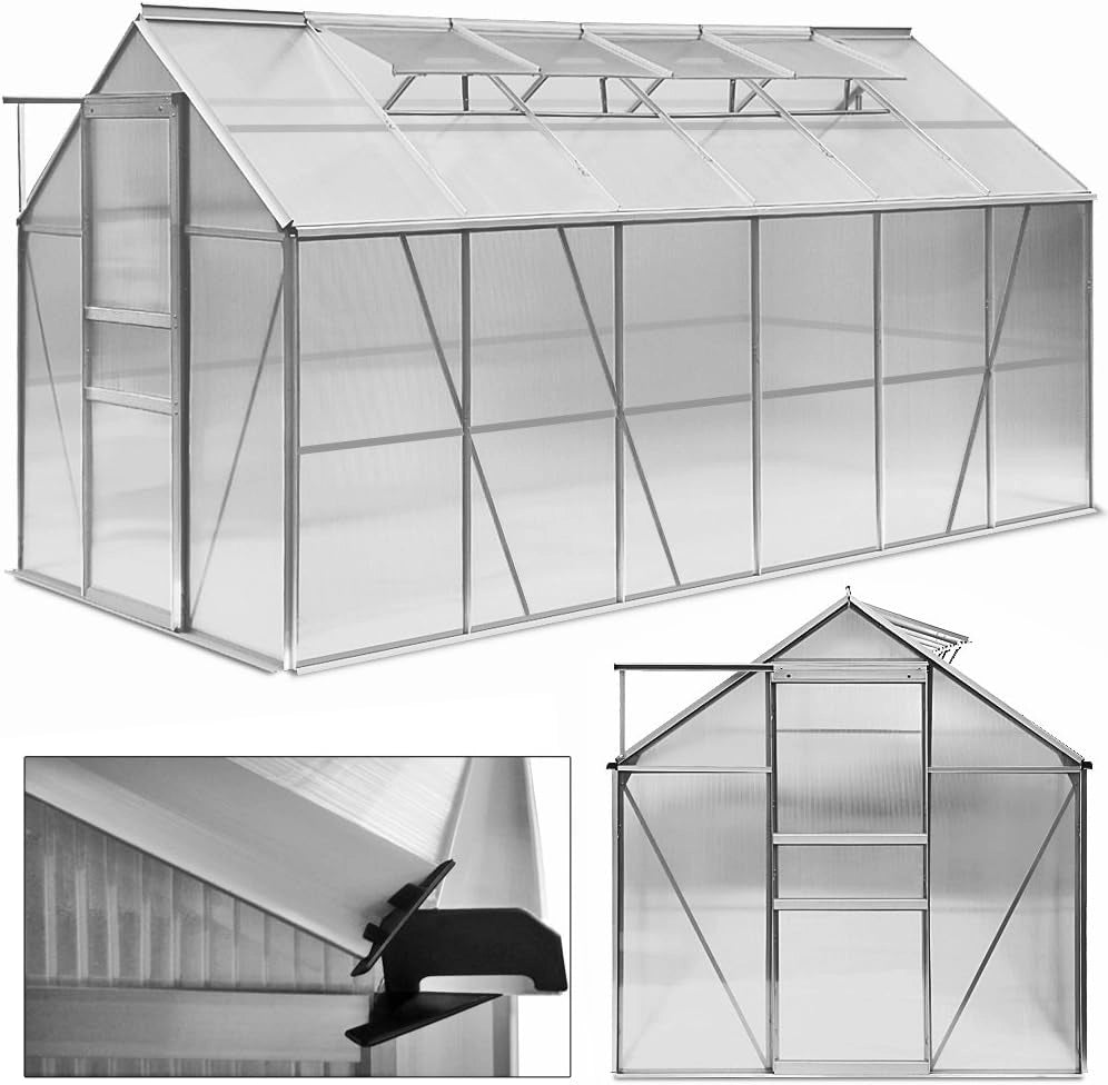 Serra in alluminio da giardino, 11,73 m³, incl. 4 finestre – 380 x 190 cm