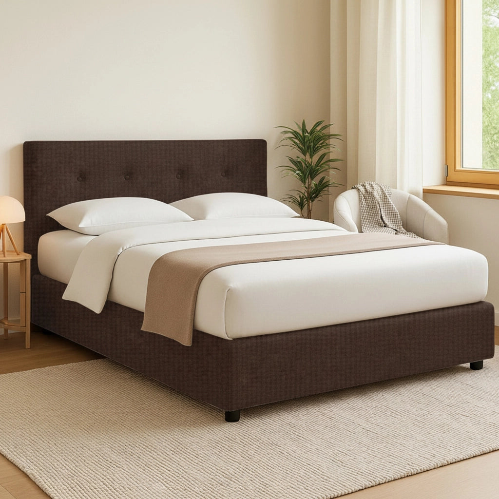 Preston, Letto Matrimoniale Sfoderabile Made in Italy, Marrone