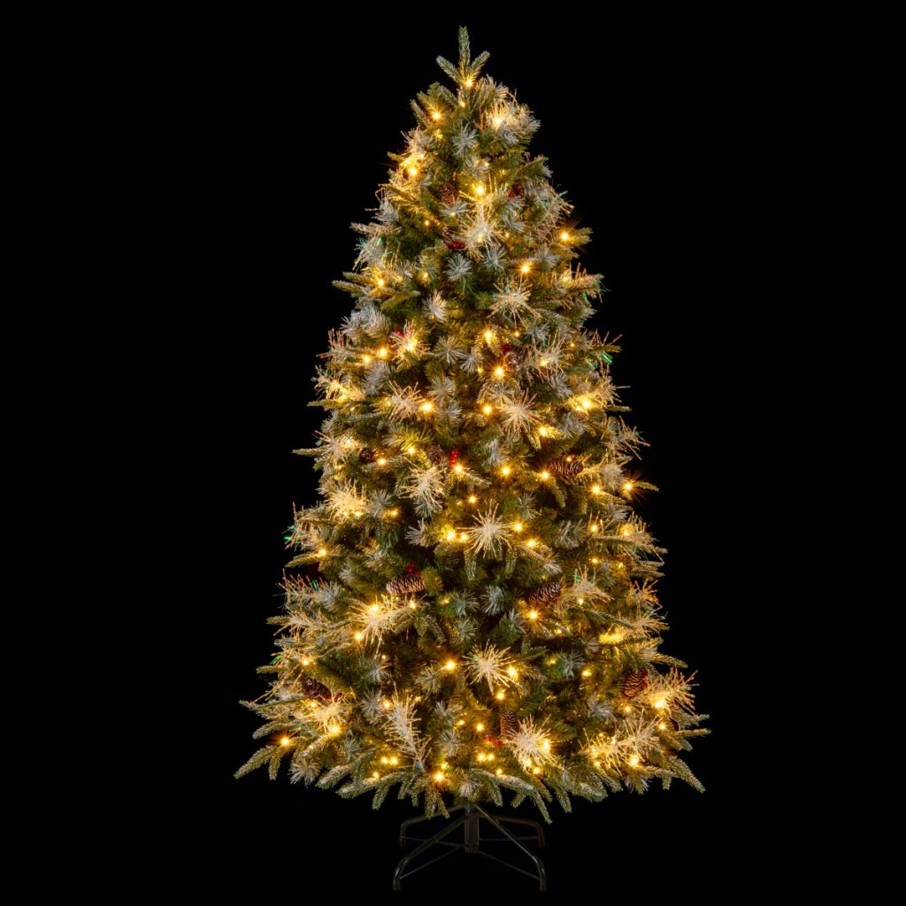 Albero di natale 180cm artificiale pre-illuminato led bianco caldo, Albero di natale pieghevole con cerniera-Alberi di Natale