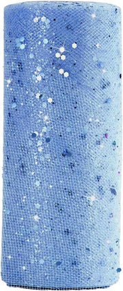 Tessuto glitter 15 cm x 22 m decorativo con piccole paillette, nastro per decorazione di festa, artigianato, matrimonio, Natale, decorazione di festa (blu)