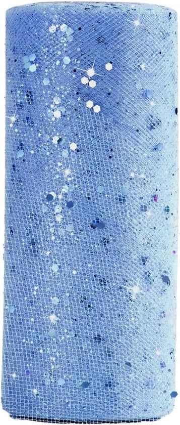 Tessuto glitter 15 cm x 22 m decorativo con piccole paillette, nastro per decorazione di festa, artigianato, matrimonio, Natale, decorazione di festa (blu)