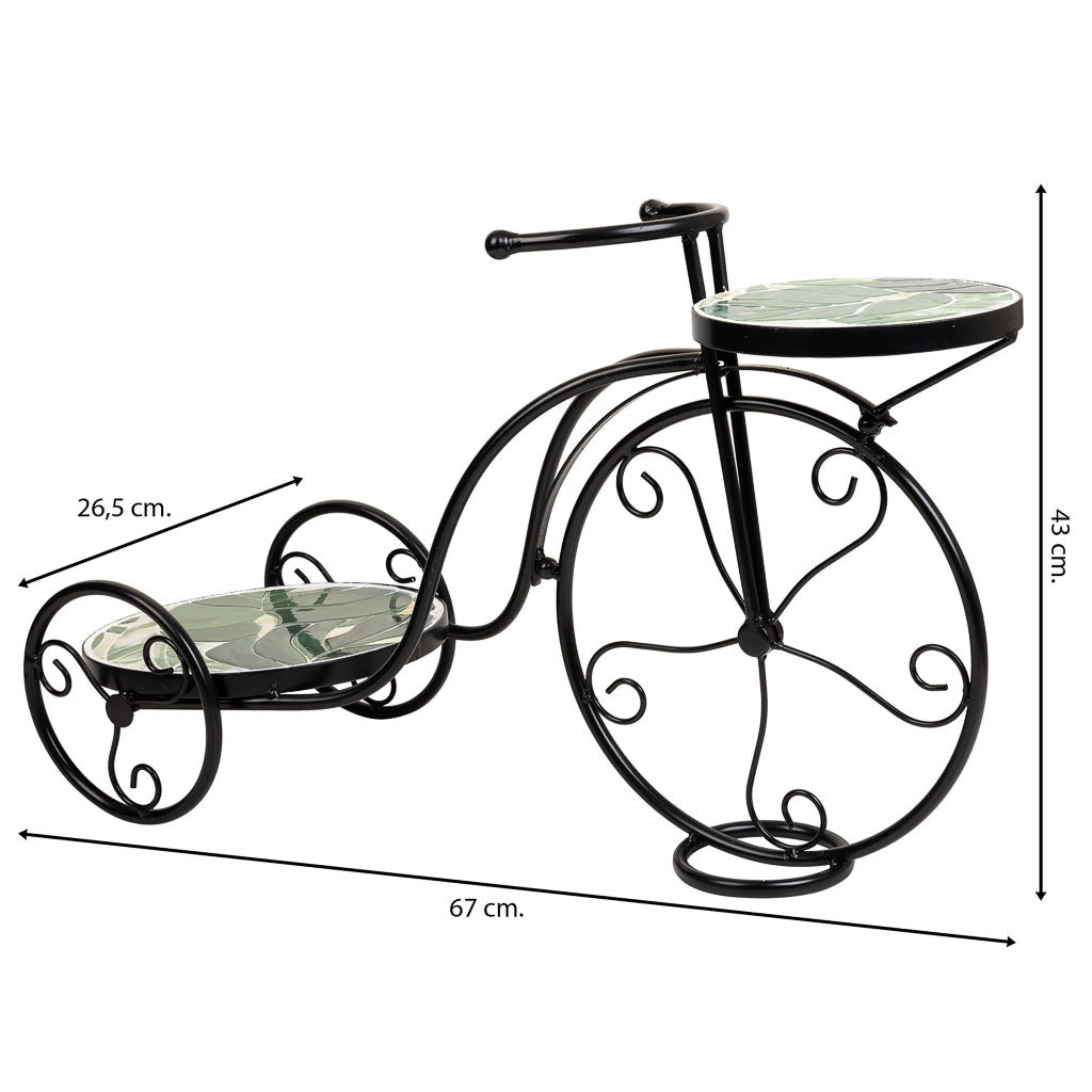 Supporto bici in mosaico Verde e ferro battuto 67x26,5x43h