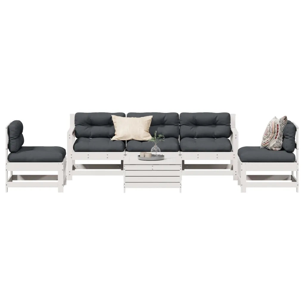 Set Salotto da Giardino 6 pz Bianco in Legno Massello di Pinocod mxl 92482
