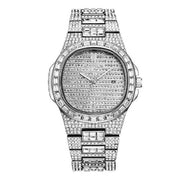 Trade Shop - Orologio Polso Donna Acciaio Moda Brillantini Strass Calendario Analogico Silver -