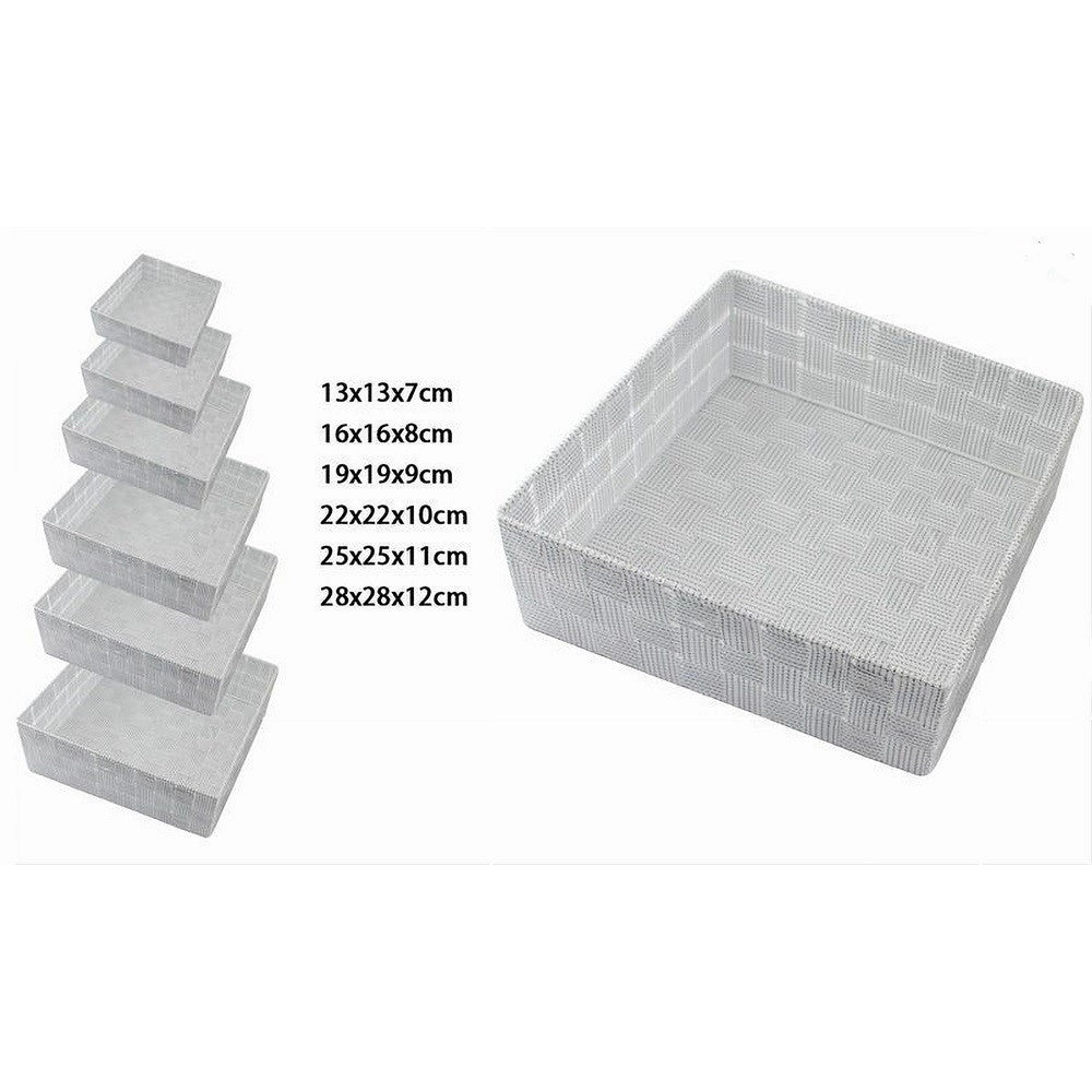 Trade Shop - 6 Pz Scatola In Tessuto Contenitori Organizer Bagno Armadio Grigio Chiaro 79072 -