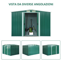 Casetta Box da Giardino in Lamiera Verde 246x192.5x177.5 cm