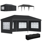 Padiglione circa 3x6m gazebo impermeabile pieghevole con 4 pareti laterali borsa da trasporto con protezione UV per finestre nera