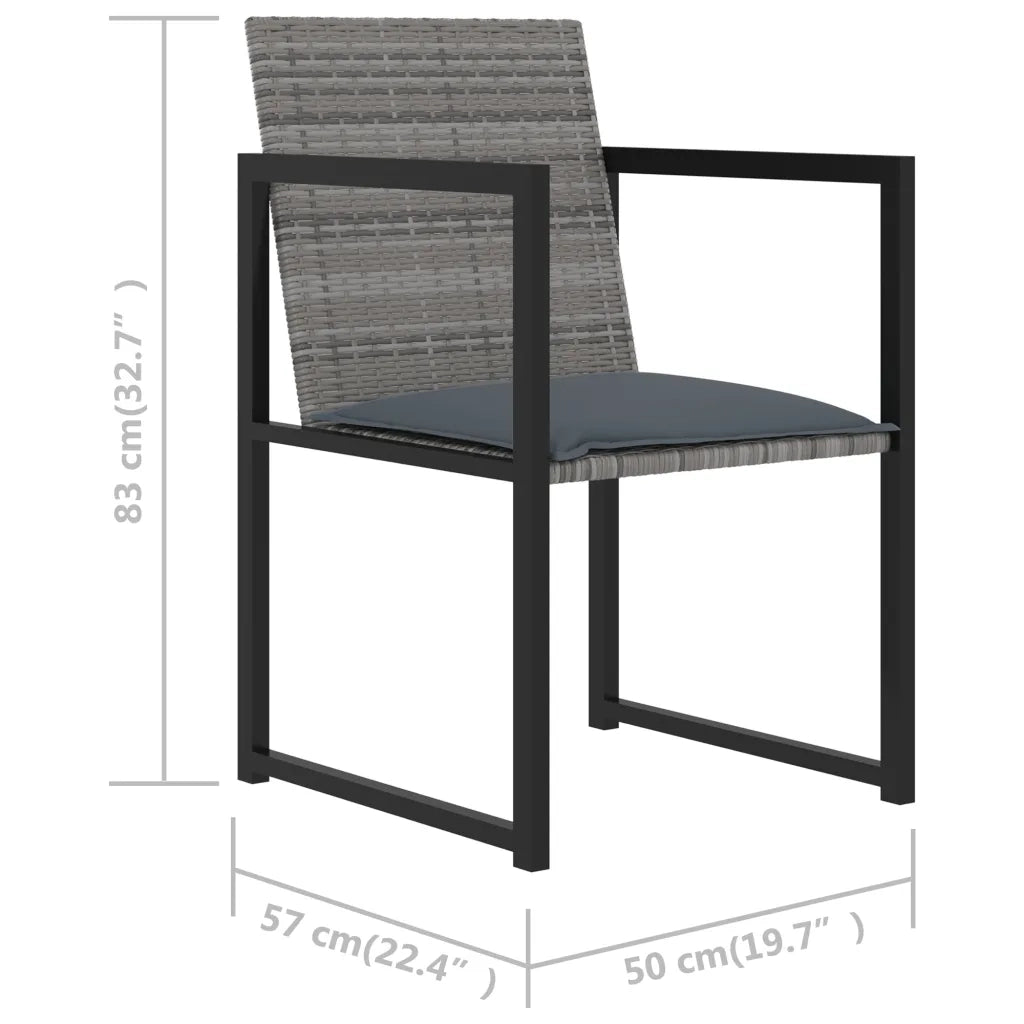 Set da Pranzo per Esterni 7 pz con Cuscini in Polyrattan Grigio 313118