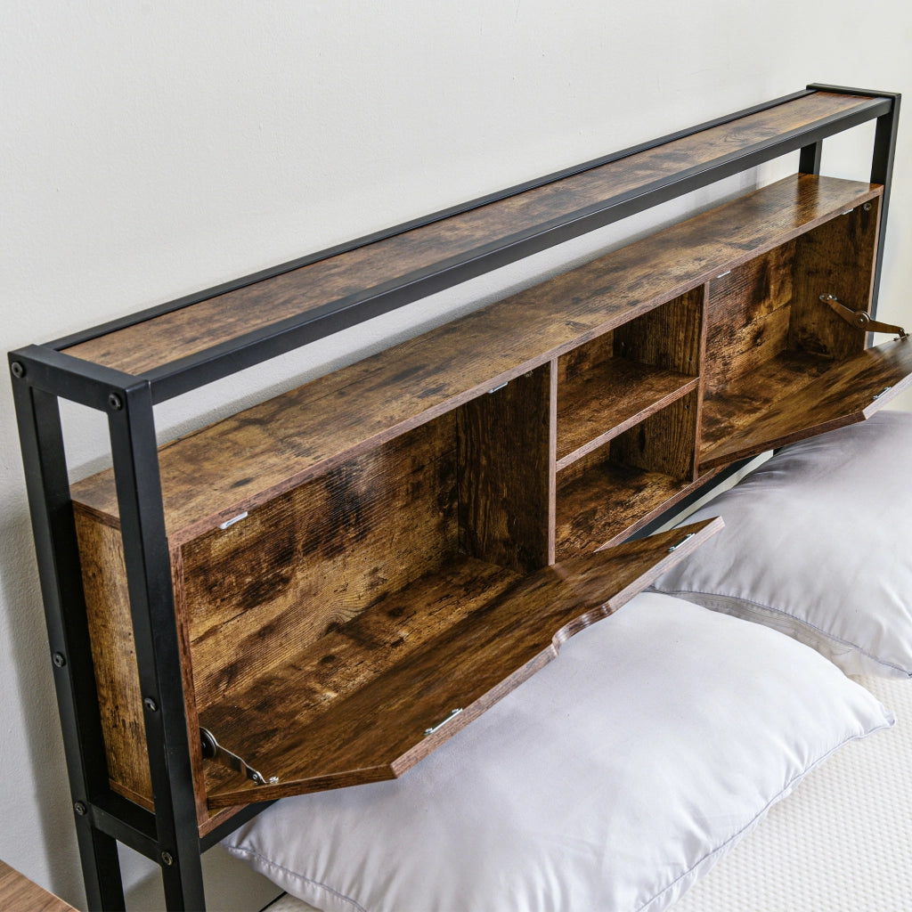 Letto Contenitore Letto Singolo con USB; Tipo C e LED; 90 x 200 cm; senza Materasso; Cotone Grigio