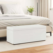 Pouf Bianco Pelle Sintetica e Legno Ingegnerizzato