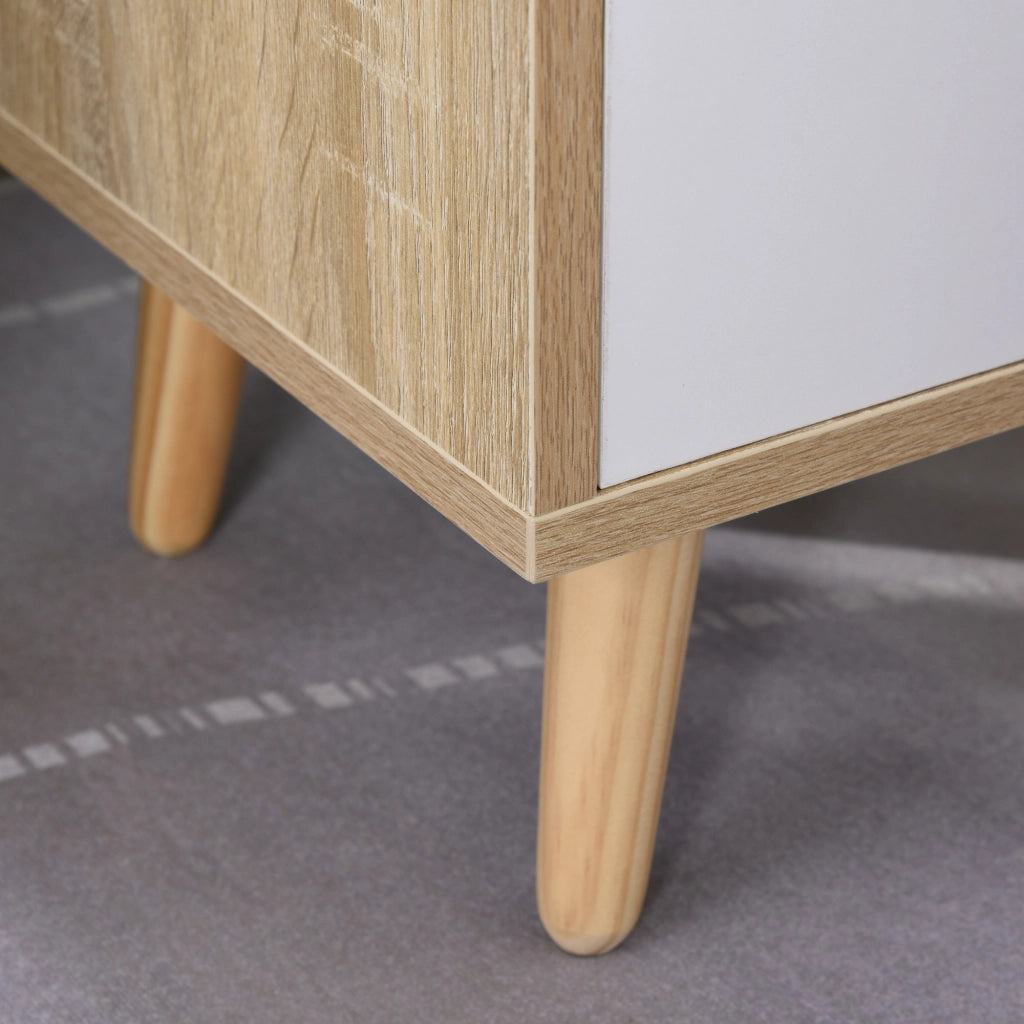 Comodino Salvaspazio in Legno con Cassetto e Mensola ¨C Zephmum ¨C 37x30x48 cm
