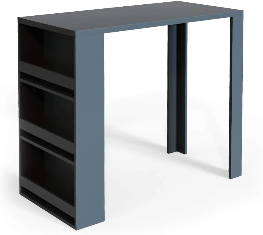 Tavolo bar alto, Bianco, 57 x 117 cm, con ripiani aperti per riporre utensili da cucina