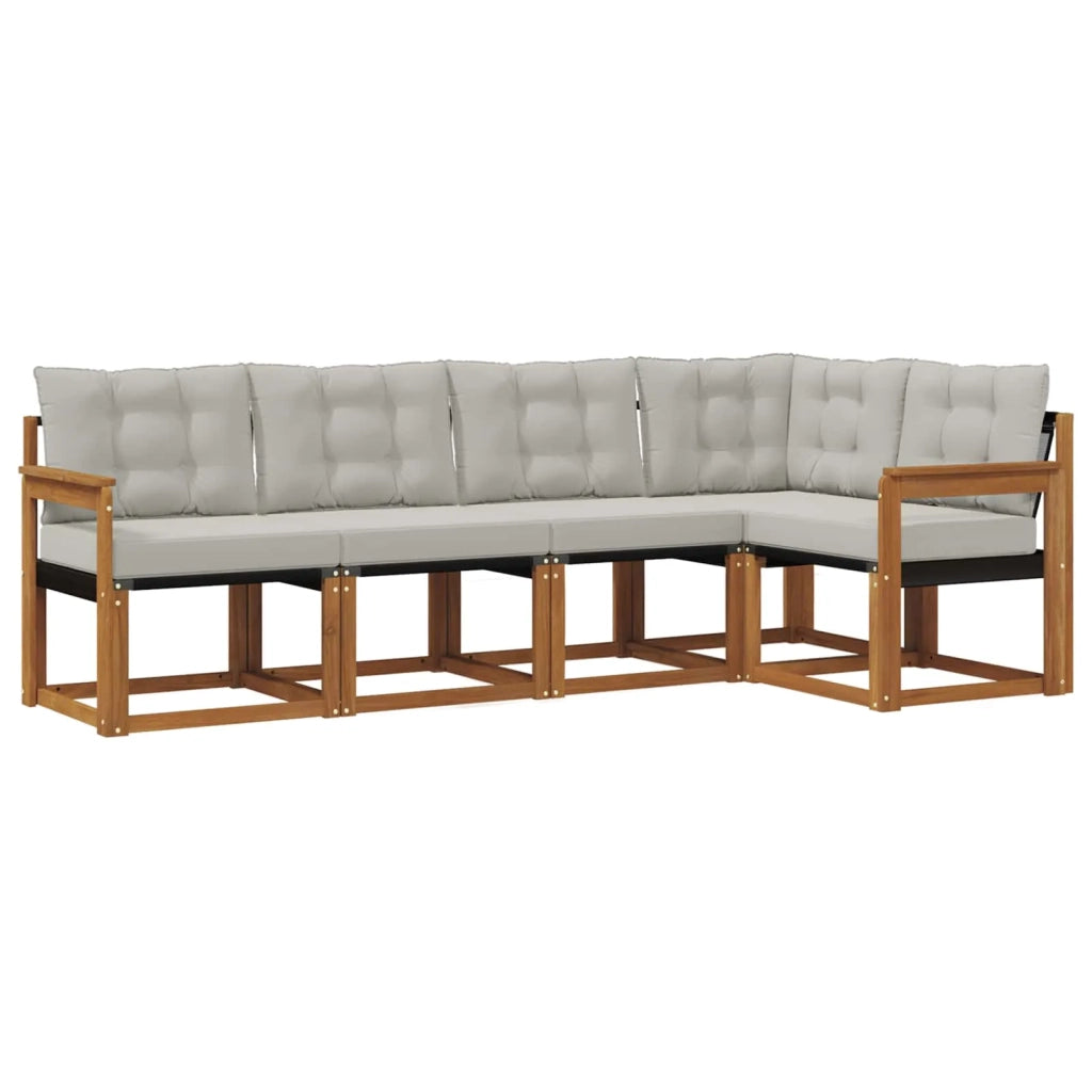 Set di divani da esterno 5 pcs Grigio Naturale e Chiaro