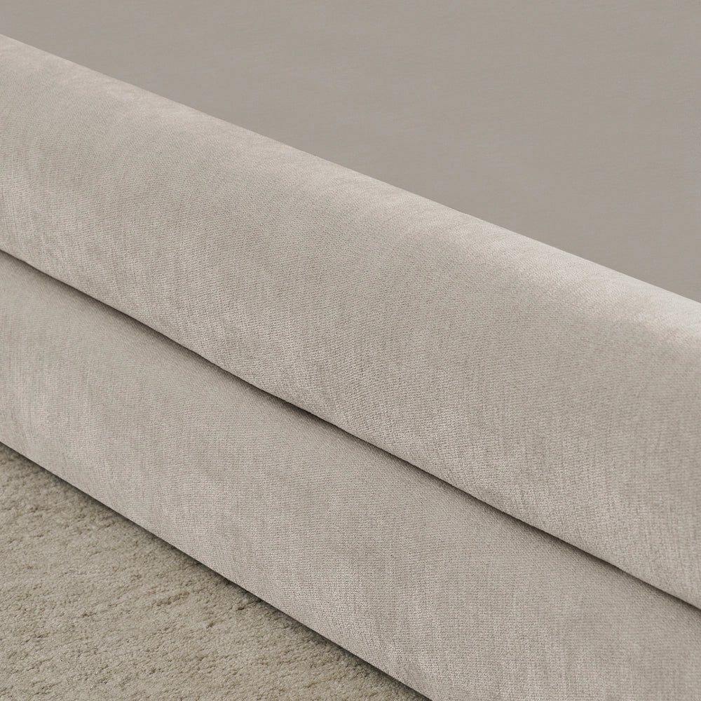 Letto Singolo 90x200cm - Xylo - Testiera in Tessuto Chenille Beige (Senza Materasso)