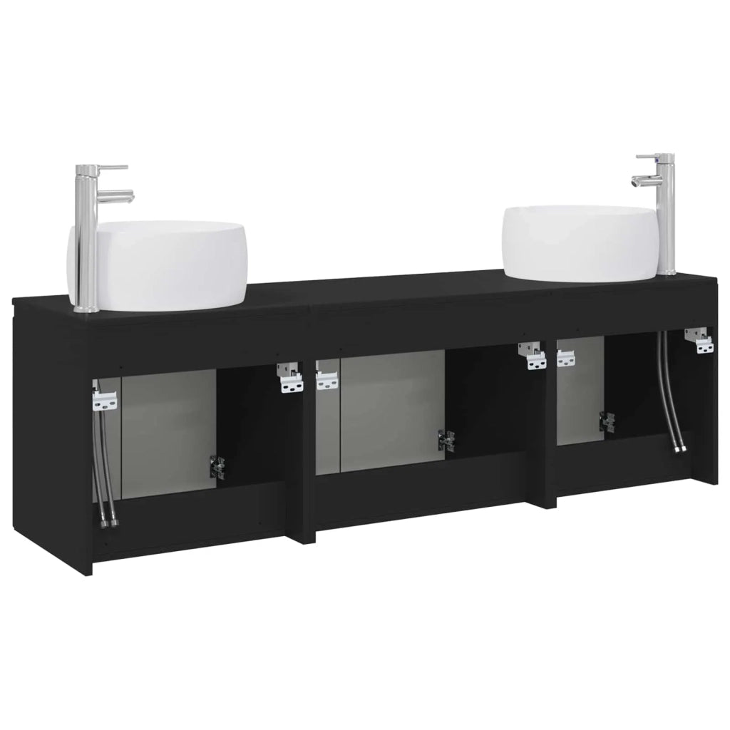 Set di Armadi da Bagno 3 pz Nero 49,5 x 44,5 x 66 cm