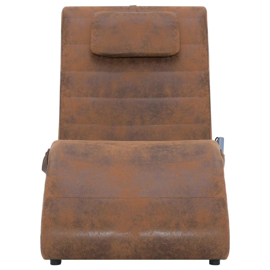 Sdraio Massaggiante con Cuscino Marrone Similpelle Scamosciata CFW7886383