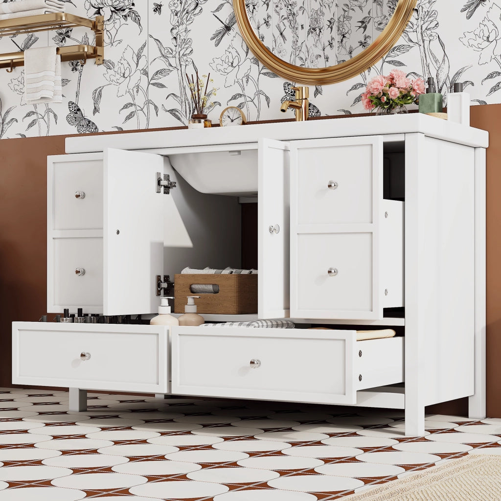 Mobile da Bagno con Lavabo Integrato e Cassetti ¨C MINIMAL ¨C Bianco 120x50x86.5cm