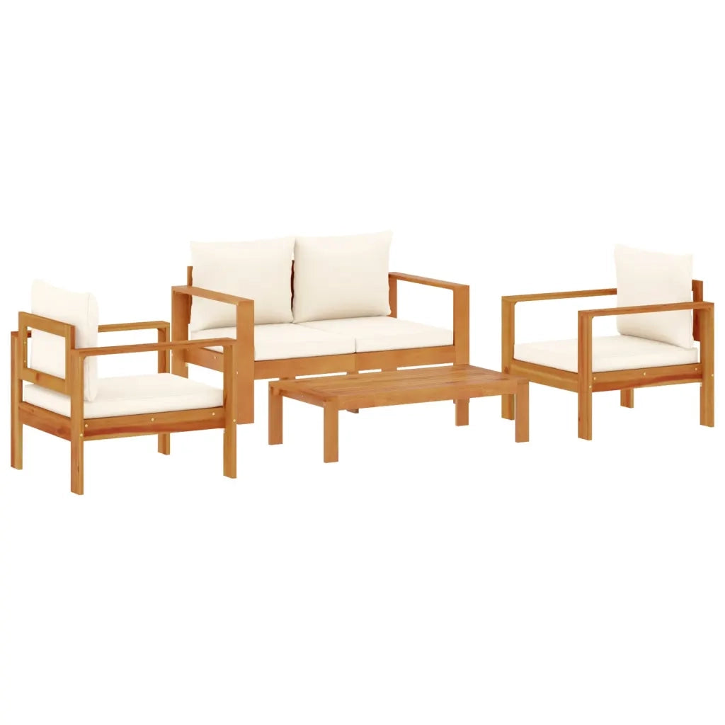 Set Divani da Giardino 4pz con Cuscini Legno Massello di Acacia 3214838
