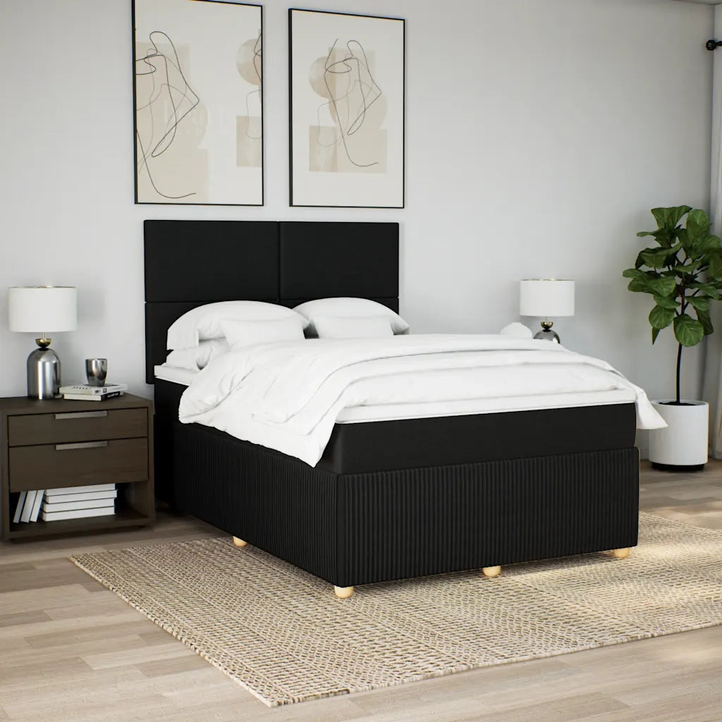 Giroletto a Molle con Materasso Nero 140x200 cm in Tessuto