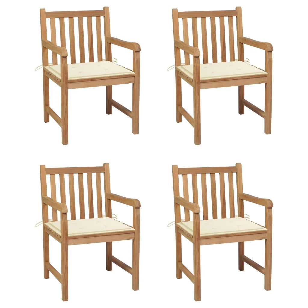 Sedie Giardino 4 pz con Cuscini Crema in Massello di Teak cod mxl 17486