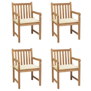 Sedie Giardino 4 pz con Cuscini Crema in Massello di Teak cod mxl 17486