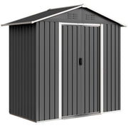 Casetta Box da Giardino 194x107x191 cm Capanno Porta Attrezzi in Acciaio Grigio