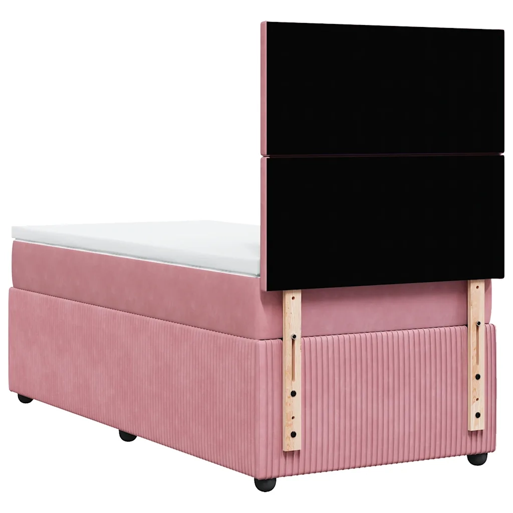 Giroletto a Molle con Materasso Rosa 90x200 cm in Velluto
