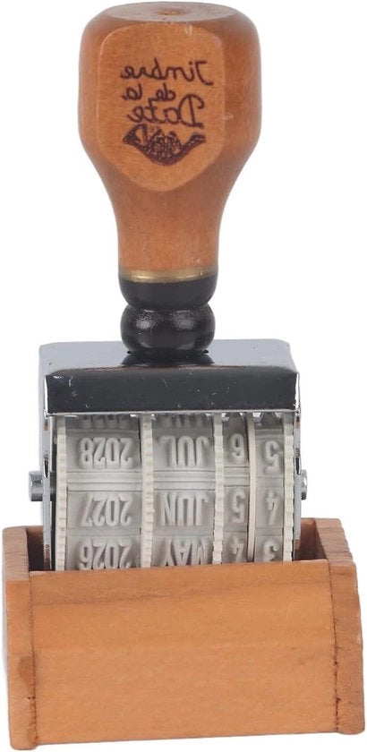 Stampe Autoimpronte con Manico in Legno, Roller con Data, Anno, Mese e Data, Stampo in Gomma per DIY, Carta, Pianificatore, Scrapbooking, Materiali di Base
