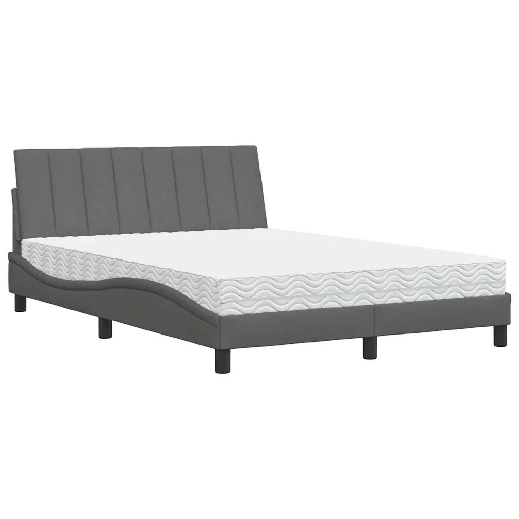 Letto con Materasso Hanko Grigio Scuro 140x190 cm Tessuto