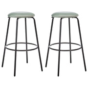 Set di 2 sgabelli da bar in velluto verde menta gambe in acciaio senza braccioli soggiorno salotto stile moderno