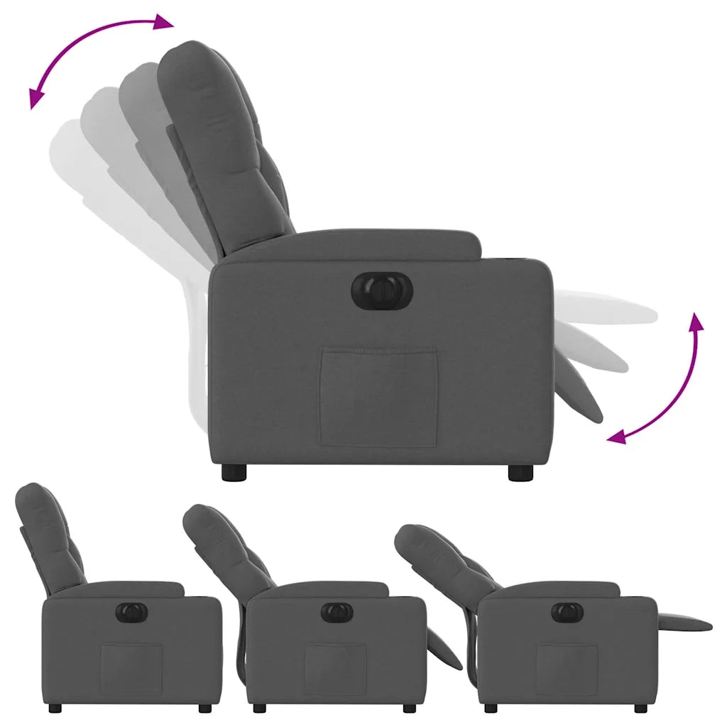 Poltrona | Sedia Relax Elettrica Reclinabile Grigio Scuro in Tessuto