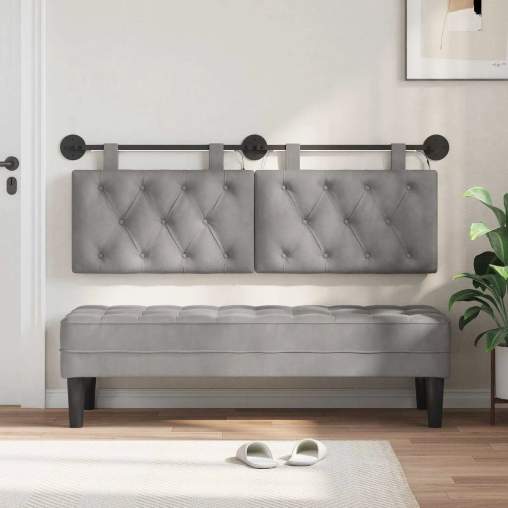 Testiera sospesa Con luce LED Grigio Chiaro Velluto 3424609