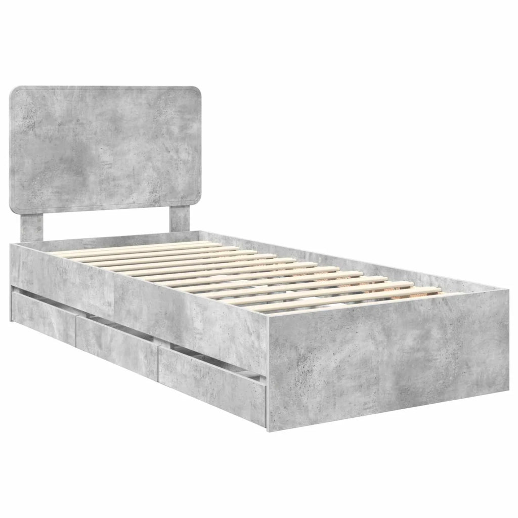 Struttura del letto con cassetto Grigio cemento 100 x 200 cm 3412626