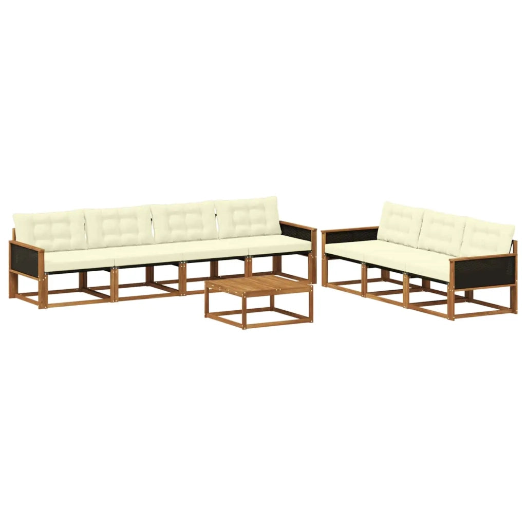 Set di divani da esterno con cuscino 8 pcs Naturale e Crema