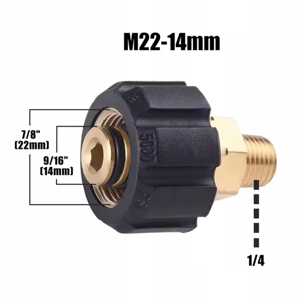 Adattatore Riduzione M22-14mm a 1/4" Esterno – Compatibile con Idropulitrice Kärcher HD HDS