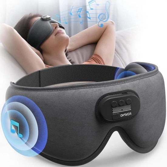 Slaapmasker Bluetooth con Cuffie - Oogmasker Slaap con Altoparlanti - Slaapmasker con Cinturino per la Testa - Per una Buona Notte di Sonno