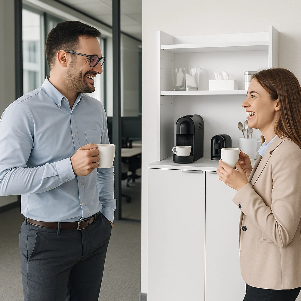 Mobile Multiuso in Legno Angolo Bar snack Ufficio Credenza con Ruote 2Ante