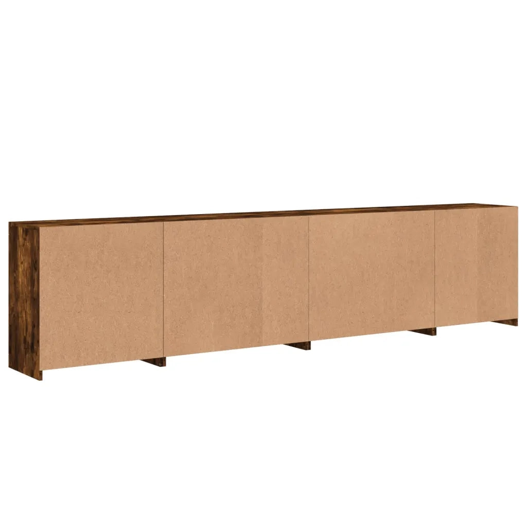 Credenza con Luci LED Rovere Fumo 283x37x67 cm 3209020