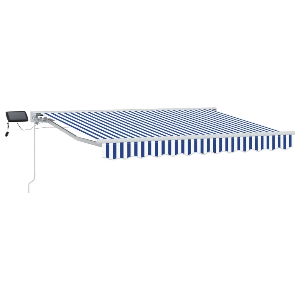 Cornice per Tenda Manuale con LED-Telaio per tendalino manuale Blu e Bianco 3 x 2,5 m