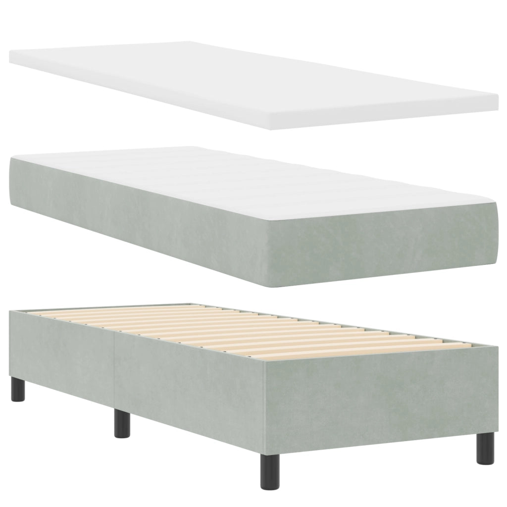 Letto con Box Spring e Materasso Grigio Chiaro 80x200 cm Velluto