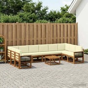 Set di divani da esterno con cuscino 11 pcs Naturale e Crema 3385591