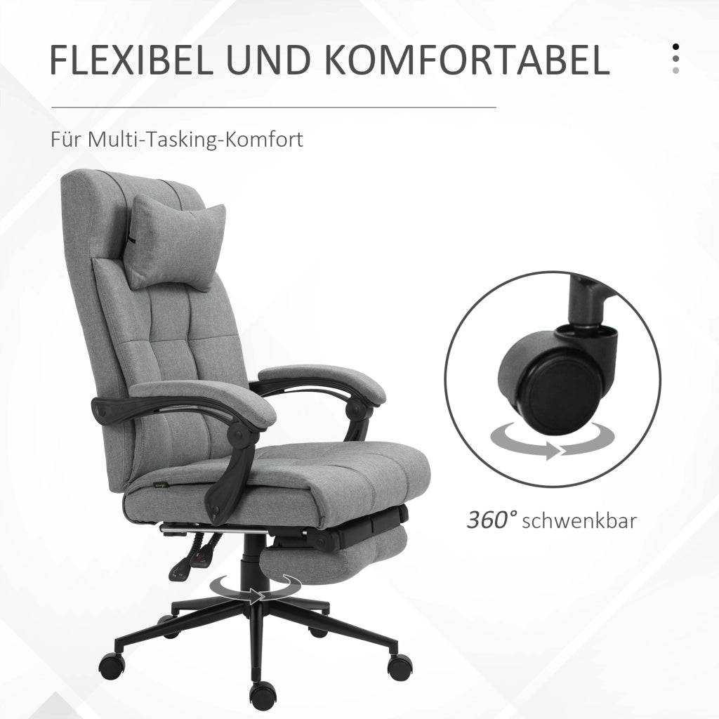 Sedia da ufficio ergonomica con poggiatesta, braccioli e poggiapiedi ¨C Minimal ¨C Grigio chiaro