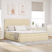 Letto con luci a strisce a LED Crema 180 x 200 cm Tessuto