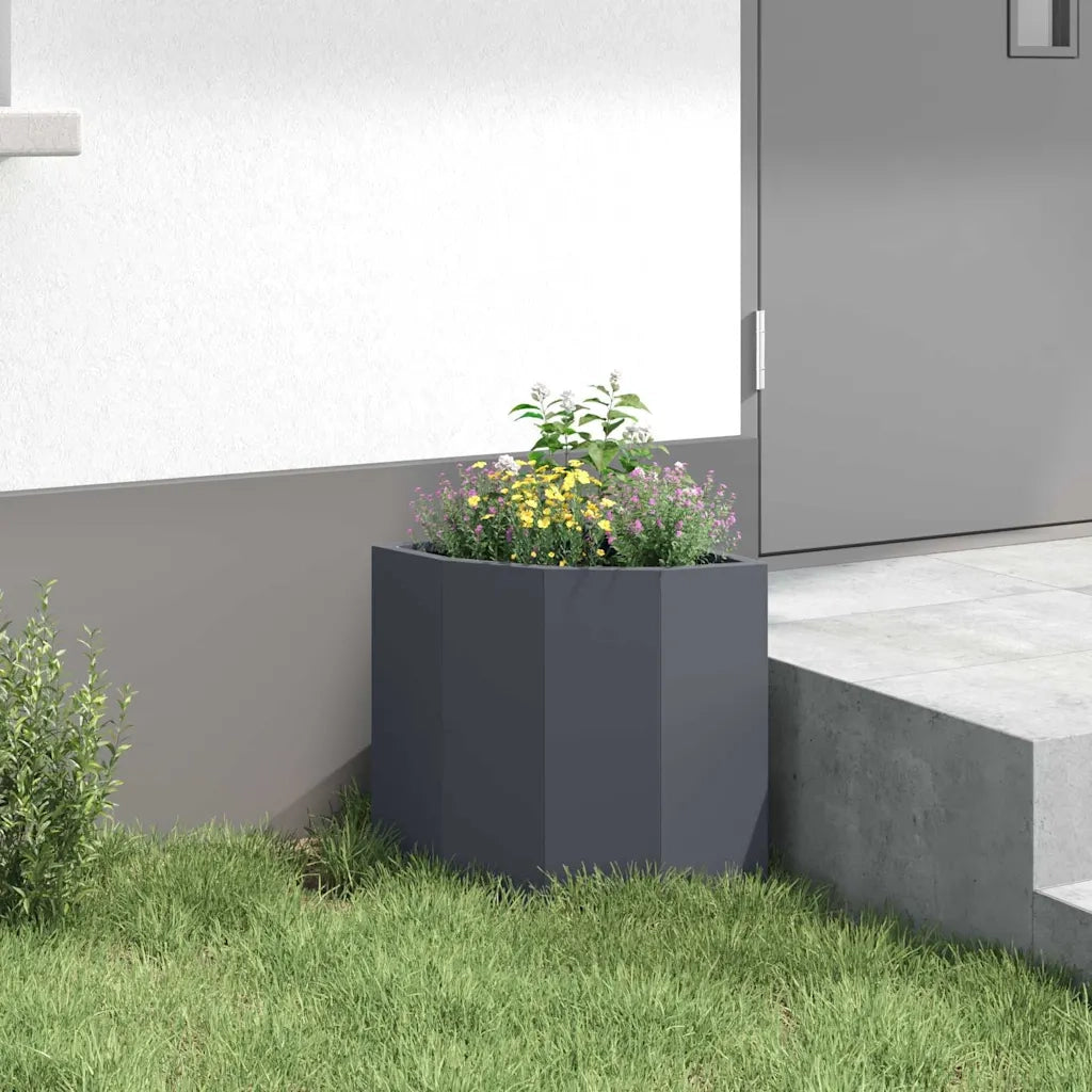 Fioriere | Cassetta per fiori | Vaso d'angolo Antracite 30 x 30 x 35 cm Acciaio
