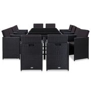 Set da Pranzo da Giardino 13 pz con Cuscini in Polyrattan Nero 46382