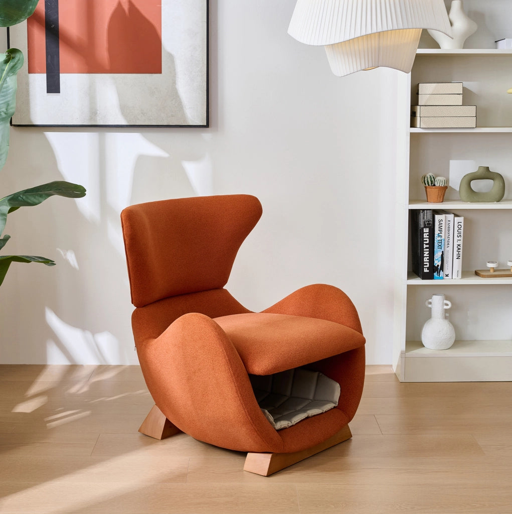 Poltrona lounge con nicchia per animali, rosso mattone