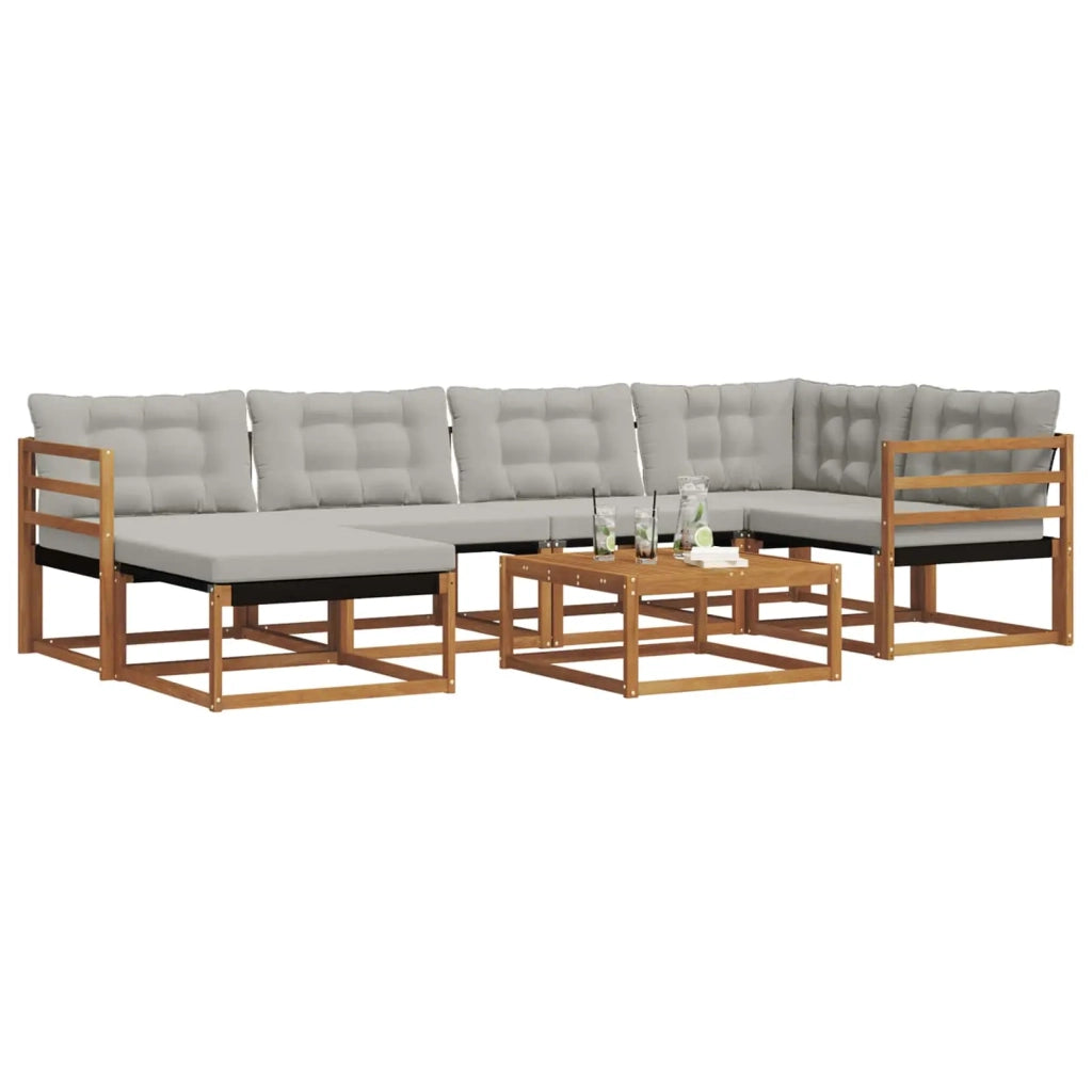 Set di divani da esterno 7 pcs Grigio Naturale e Chiaro
